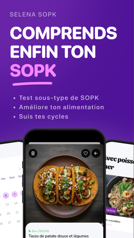 Écran du scanner alimentaire Selena affichant un score de 78/100